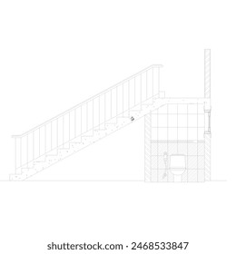 schematic sketch of the design of the toilet under the stairs