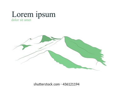 Schematic snow mountains peak (Denali) logo. Mount McKinley.