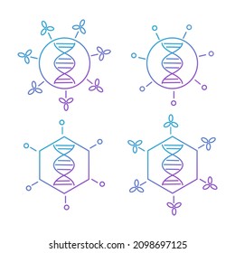 Schematic Structure Of A Viral Particle. Viral Dna. Vector Image In A Flat Style.