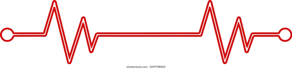 Um símbolo esquemático para um resistor elétrico sobreposto com uma forma de onda de ziguezague vermelho e branco que lembra um batimento cardíaco.