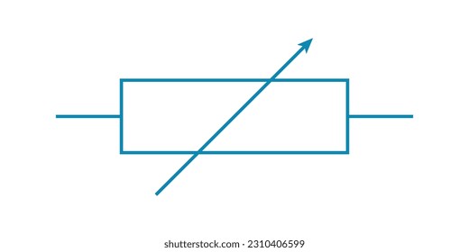 Schematic symbol of variable resistor in circuit. Physics resources for teachers and students.