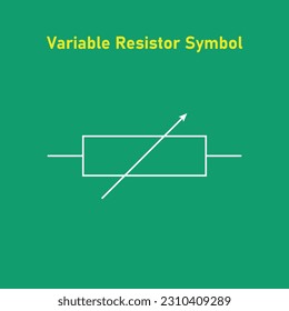 Símbolo esquemático de resistencia variable en circuito. Recursos físicos para profesores y estudiantes.