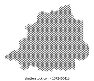 Schematic Vatican map. Vector halftone territorial scheme. Gray dot cartographic composition. Abstract Vatican map is shaped from regular sphere cell matrix.