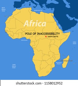 Schematic vector map. African Pole of Inaccessibility.