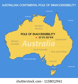 Schematic vector map. Australian Pole of Inaccessibility.