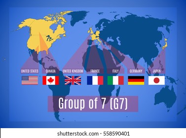 Schematic Vector Map Of The Group Of Seven (G7).