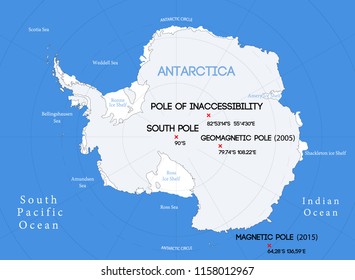 Schematic vector map. Location of the South poles.