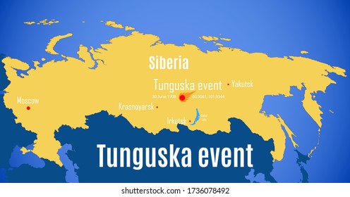 Schematic vector map of the location of the Tunguska event.