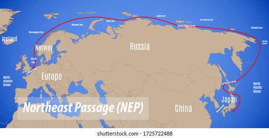 Schematische Vektorkarte der Nordostpassage (NEP).