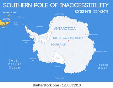 Schematic vector map. Southern pole of inaccessibility.