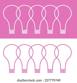 schematic white lightbulb shapes on pink background and vice versa. vector illustration