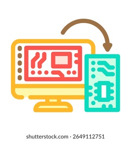 schematics physical board transition color icon vector. schematics physical board transition sign. isolated symbol illustration
