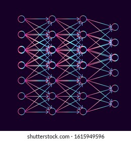 Scheme of artificial Neural Network, neurons and nods.