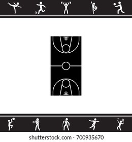 Scheme of the basketball field. Basketball field icon