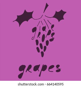 Scheme of a bunch of grapes on a wine background