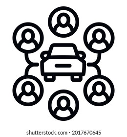 Scheme car sharing icon. Outline Scheme car sharing vector icon for web design isolated on white background svg