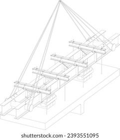 scheme of cargo slinging (cut off piece of reinforced concrete superstructure) with the use of special slinging devices