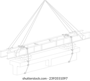 scheme of cargo slinging (cut off piece of reinforced concrete superstructure) with the use of special slinging devices