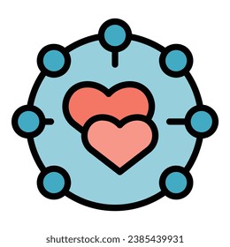 Scheme community icon outline vector. Value service. Trust relation color flat