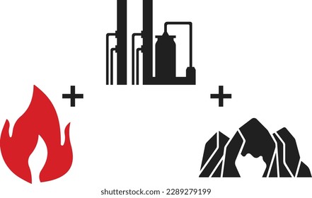 Scheme for the creation of blue hydrogen. Gas, CO2 storage, steam reforming of methane. Schematic representation of scientific illustration. Vector image.