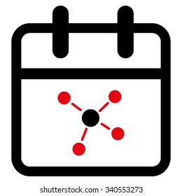 Scheme Date vector icon. Style is bicolor flat symbol, intensive red and black colors, rounded angles, white background.
