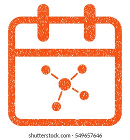 Scheme Day grainy textured icon for overlay watermark stamps. Flat symbol with dust texture. Dotted vector orange ink rubber seal stamp with grunge design on a white background.
