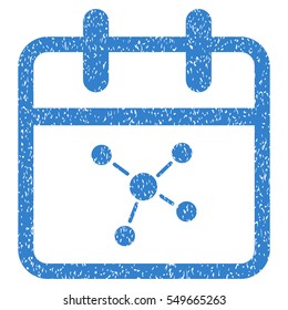 Scheme Day grainy textured icon for overlay watermark stamps. Flat symbol with dirty texture. Dotted vector cobalt ink rubber seal stamp with grunge design on a white background.