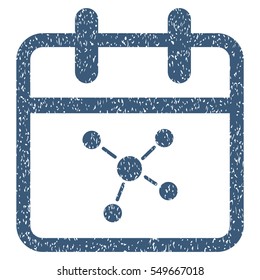 Scheme Day grainy textured icon for overlay watermark stamps. Flat symbol with scratched texture. Dotted vector blue ink rubber seal stamp with grunge design on a white background.