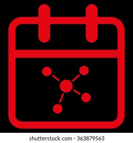 Scheme Day vector icon. Style is flat symbol, red color, rounded angles, black background.