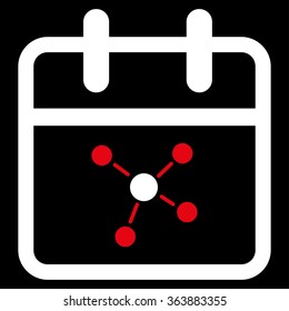 Scheme Day vector icon. Style is bicolor flat symbol, red and white colors, rounded angles, black background.