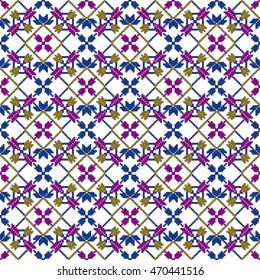 scheme for embroidery abstract floral pattern, made of round pixels. Vector illustration. For the design, printing, textile industry. color