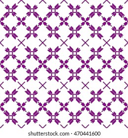 scheme for embroidery abstract floral pattern, made of round pixels. Vector illustration. For the design, printing, textile industry. color