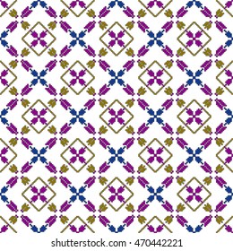 scheme for embroidery abstract floral pattern, made of round pixels. Vector illustration. For the design, printing, textile industry. color