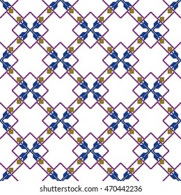 scheme for embroidery abstract floral pattern, made of round pixels. Vector illustration. For the design, printing, textile industry. color
