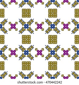 scheme for embroidery abstract floral pattern, made of round pixels. Vector illustration. For the design, printing, textile industry. color