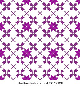 scheme for embroidery abstract floral pattern, made of round pixels. Vector illustration. For the design, printing, textile industry. color