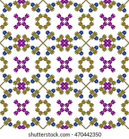 scheme for embroidery abstract floral pattern, made of round pixels. Vector illustration. For the design, printing, textile industry. color