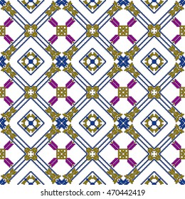scheme for embroidery abstract floral pattern, made of round pixels. Vector illustration. For the design, printing, textile industry. color