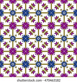 scheme for embroidery abstract floral pattern, made of round pixels. Vector illustration. For the design, printing, textile industry. color