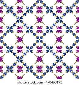 scheme for embroidery abstract floral pattern, made of pixels. Vector illustration. For the design, printing, textile industry. color