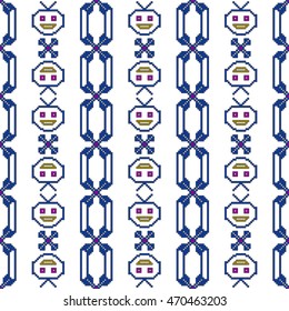 scheme for embroidery abstract floral pattern, made of pixels. Vector illustration. For the design, printing, textile industry. color