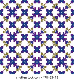 scheme for embroidery abstract floral pattern, made of pixels. Vector illustration. For the design, printing, textile industry. color
