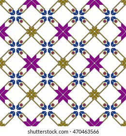 scheme for embroidery abstract floral pattern, made of pixels. Vector illustration. For the design, printing, textile industry. color