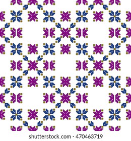 scheme for embroidery abstract floral pattern, made of pixels. Vector illustration. For the design, printing, textile industry. color