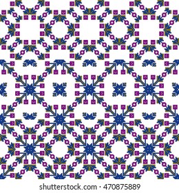 scheme for embroidery abstract floral pattern. pixel mosaic. Vector illustration. For the design, printing, textile industry. color