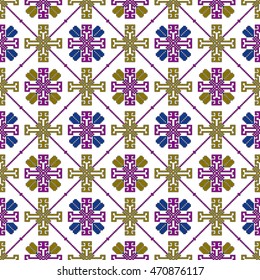 scheme for embroidery abstract floral pattern. pixel mosaic. Vector illustration. For the design, printing, textile industry. color