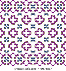 scheme for embroidery abstract floral pattern, pixel mosaic. Vector illustration. For the design, printing, textile industry. color