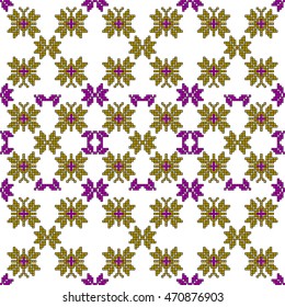 scheme for embroidery abstract floral pattern, pixel mosaic. Vector illustration. For the design, printing, textile industry. color
