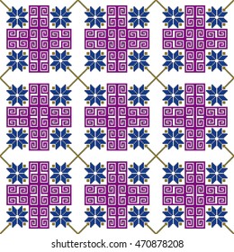 scheme for embroidery abstract floral pattern. pixel mosaic. Vector illustration. For the design, printing, textile industry. color