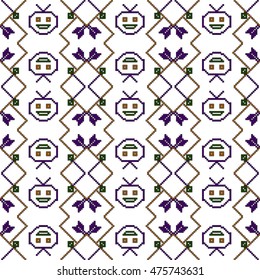 scheme for embroidery abstract nordic pattern, made of pixels. Vector illustration. For your design of fashion, wallpaper, textile business.